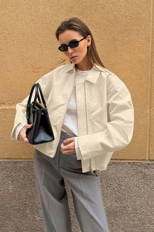 Veste ample en coton kaki