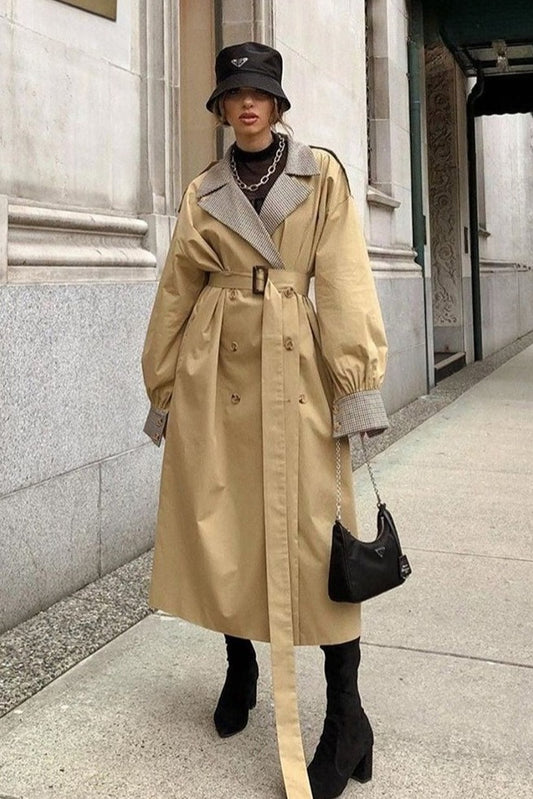 Trench-coat croisé à panneaux vintage