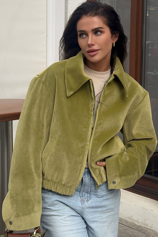 Veste à col en velours uni