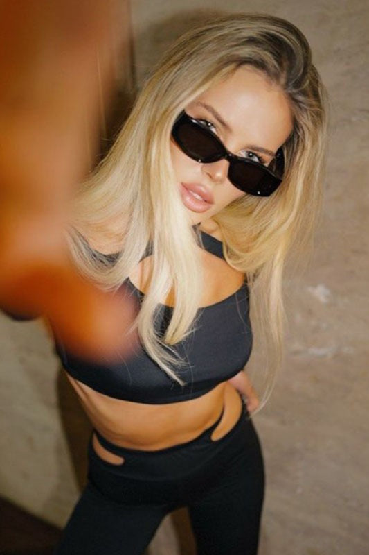 Cross Halter Crop Top & High-Waist Flared Pants Set