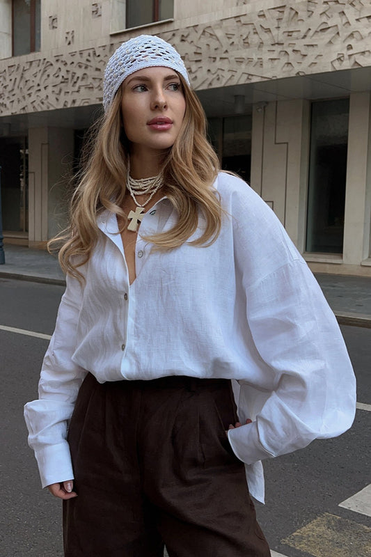 Chemisier décontracté ample de couleur unie