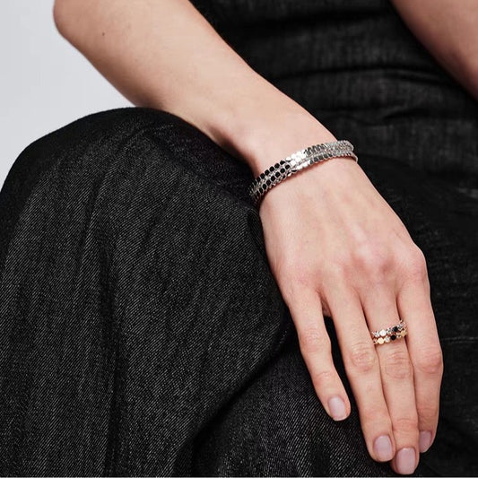 Minimalist Round Bead Zircon Open Bracelet