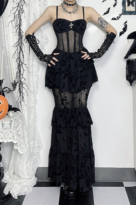 Robe gothique en maille sombre pour Halloween