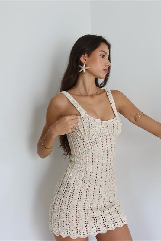 Robe camisole bohème en tricot ajouré