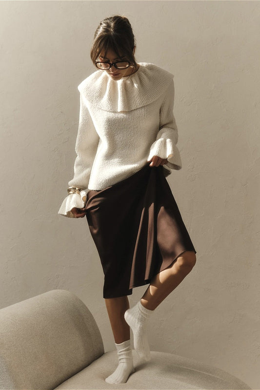 Chemisier vintage à volants et manches évasées