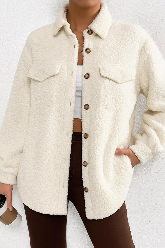 Solid Color Lapel Fleece Coat