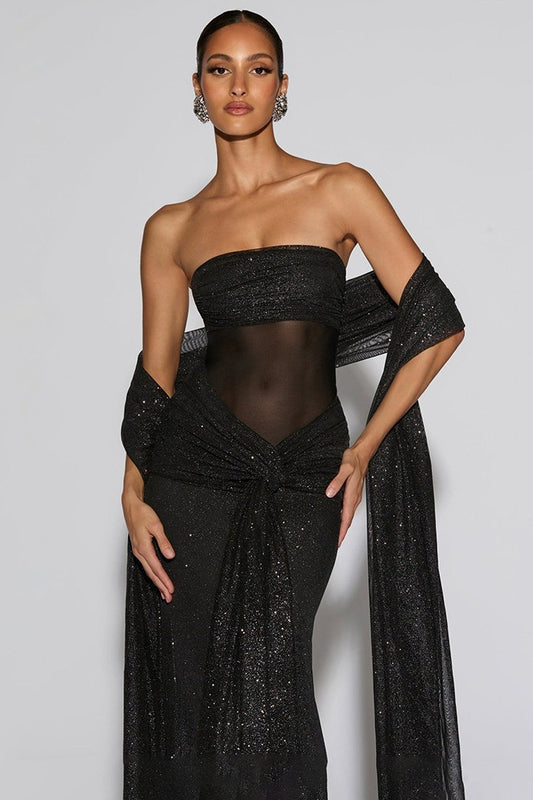 Sexy Elegant Tube Off Shoulder Silver Prom Dress