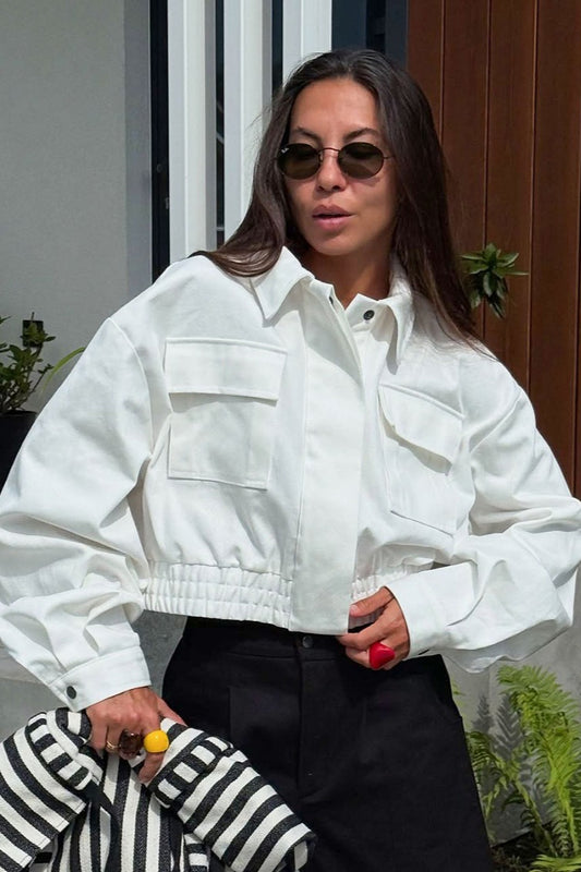 Veste courte à col rétro