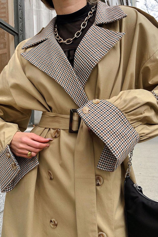 Trench-coat croisé à panneaux vintage