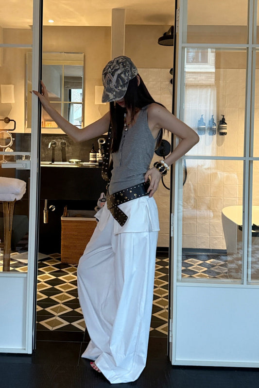 Pantalon large à coupe ample et épissée de style urbain