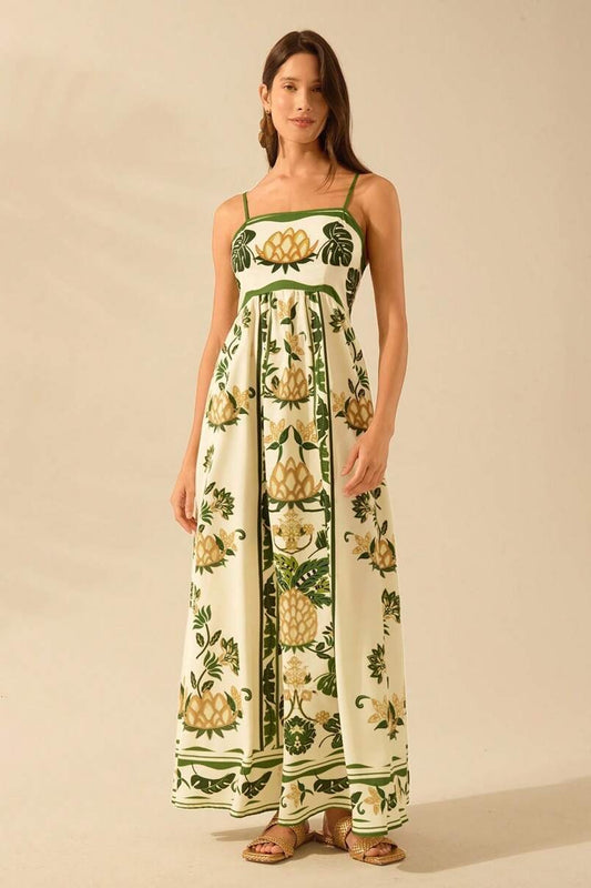 Robe de plage bohème à volants et fleurs tropicales