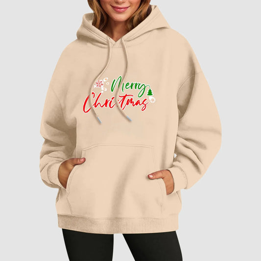 Fall Winter Funny Cute Kangaroo Pocket Long Sleeve Girl’s Christmas Hoodie Beige / S Hoodies-L