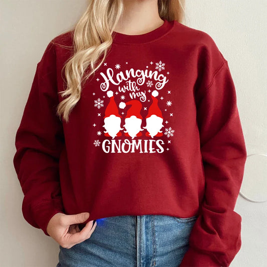 Christmas Gnomes Hanging Gnomies Funny Santa Graphic Hoodie Hoodies-L
