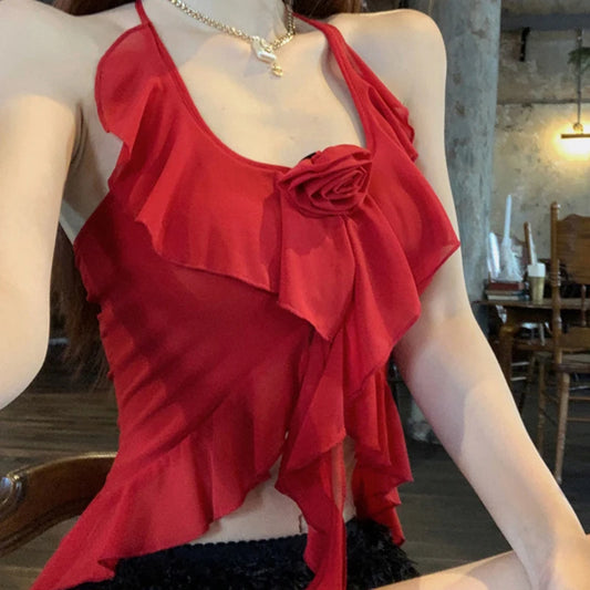 Haut court licou à volants et smocks