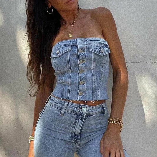 Haut court boutonné à smocks