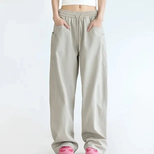 Solid Color Cargo Women Y2K Pants white / S