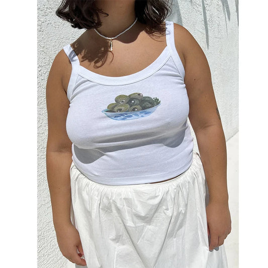 Haut court à col rond et imprimé dessin animé