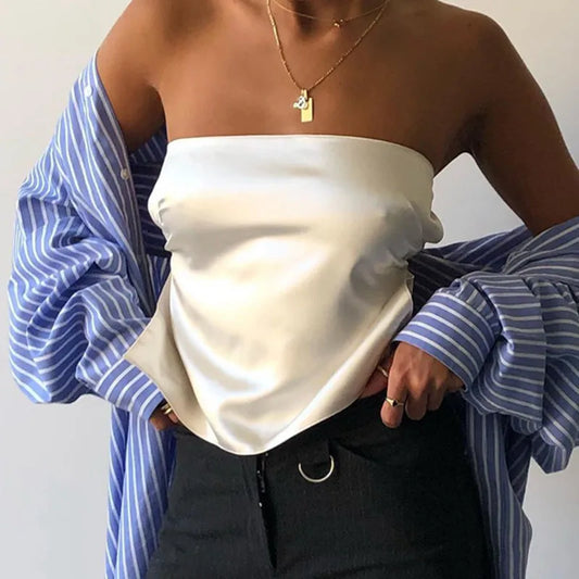 Haut court bustier bandage sans bretelles