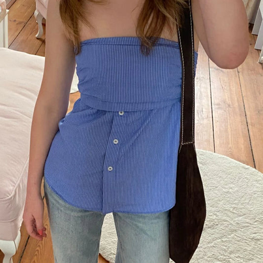 Chemisier court plissé sans bretelles