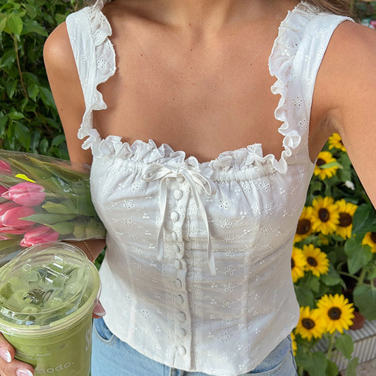 Haut court à œillets creux et nœud