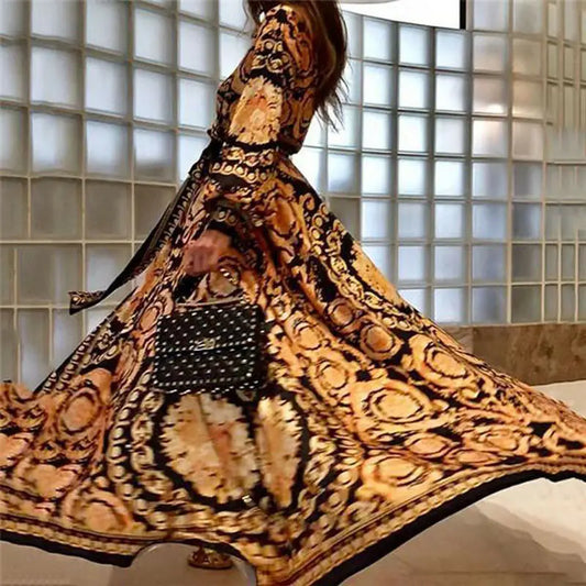 Elegant Ethnic Boho Print Maxi Dress S bohodress-250126