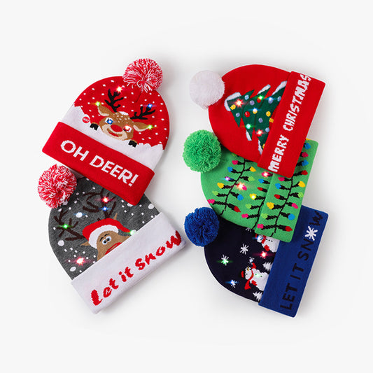 LED Reindeer Knit Hat