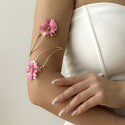 Oil Dripping Flower Open Bracelet