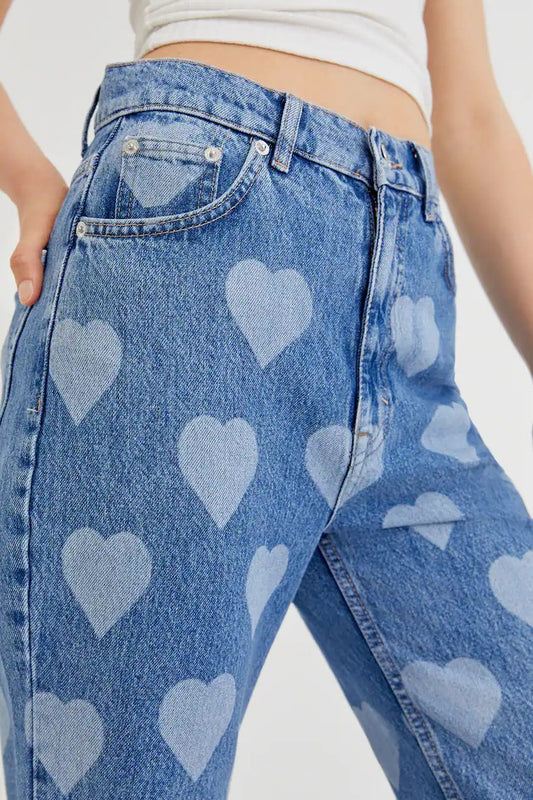 Jean droit taille haute vintage Heart