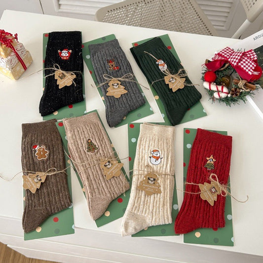 Cable Knit Textured Cotton Mid Calf Slouchy Socks