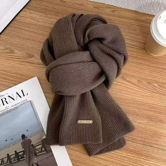 Cozy Ribbed Knit Solid Scarf