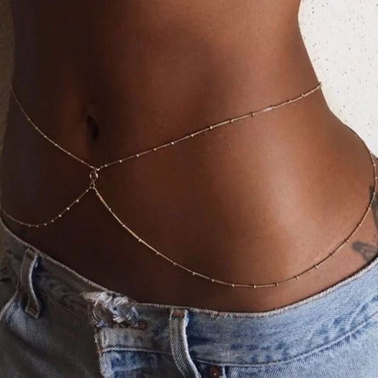 Thin Chain Rhinestone Metal Waist Body Chain