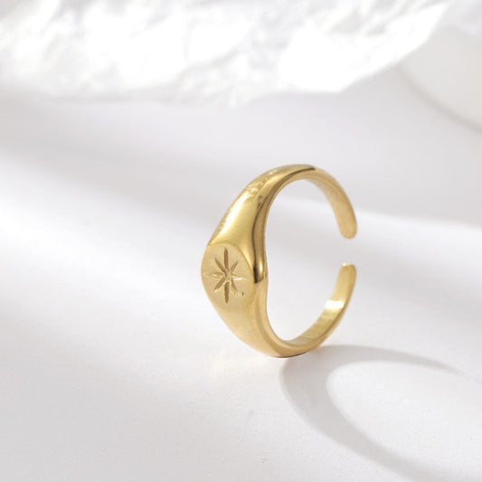 Titanium Steel Gold Plated Eight-Pointed Star Rings