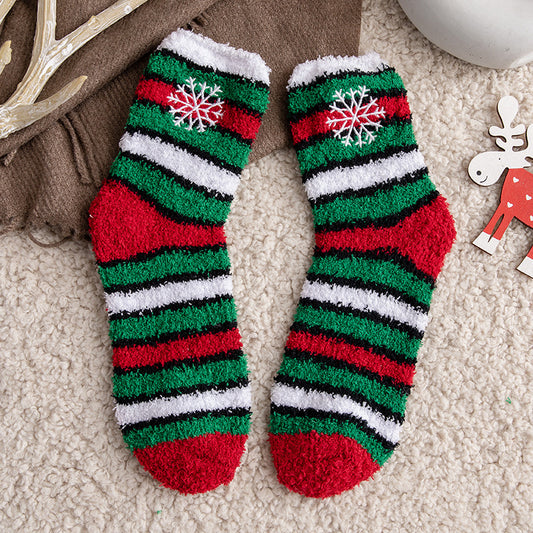 Soft Cotton Coral Fleece Cute Mid Calf Sleep Socks