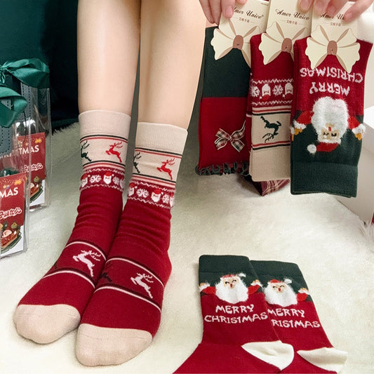 Cute Cartoon Thick Warm Red Ankle Socks