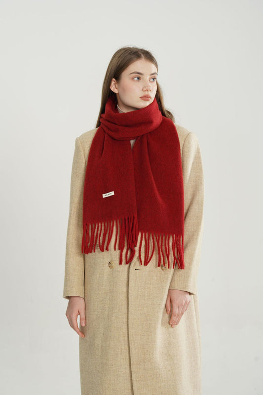 Woven Fringe Wool Blend Scarf