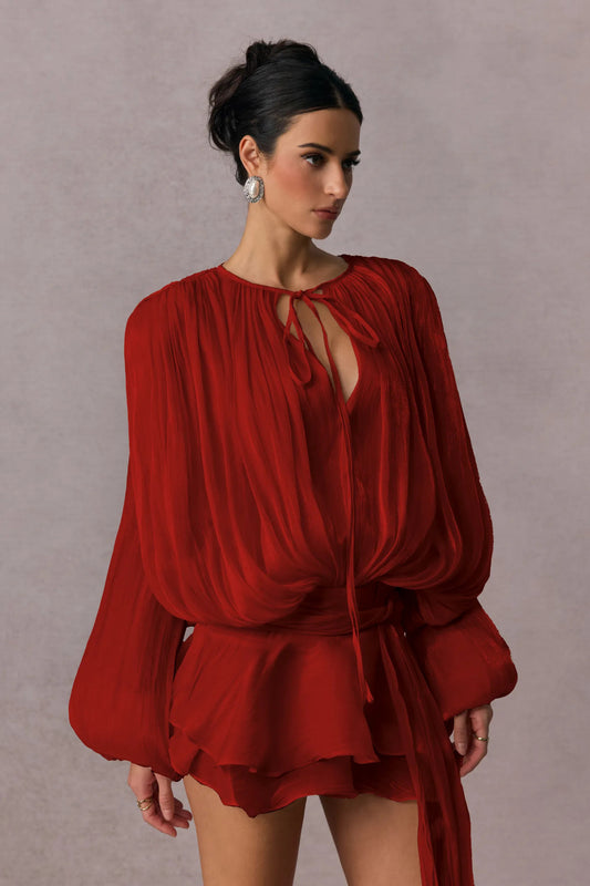 Chic Cutout Ruched Sash Bodycon Mini Dress