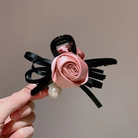 Satin Rose Large Christmas Hair Accessory Pink Accessories-L