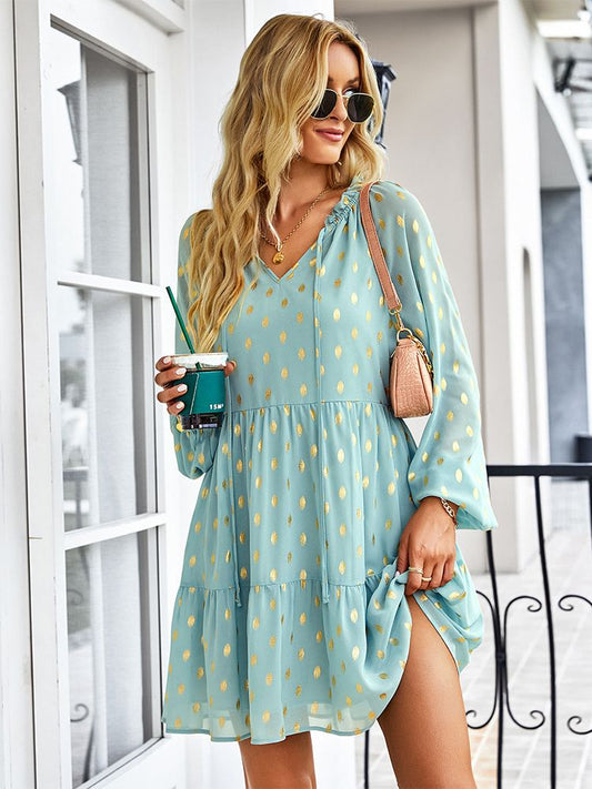 Chiffon For Vintage Gown Casual Bohemian Brief Party Women Design Dot - Sundress