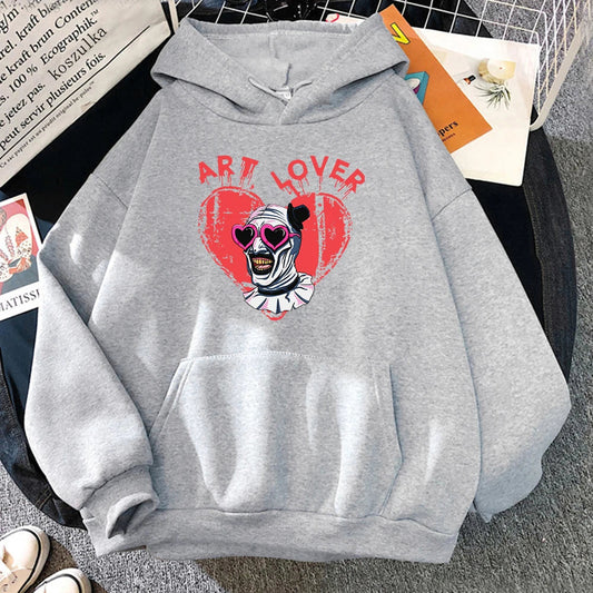 Dark Jester Graphic Pullover Hoodie gray / XS