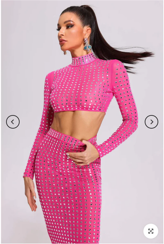Mesh Top Skirt Sparkling Party Dress Partydress-241208