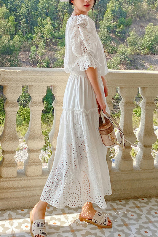Folded White Lace With Skirt Embroidery Skirts