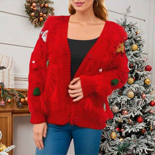 Three Decoration Lace Detail Cardigan Cardigan-241208