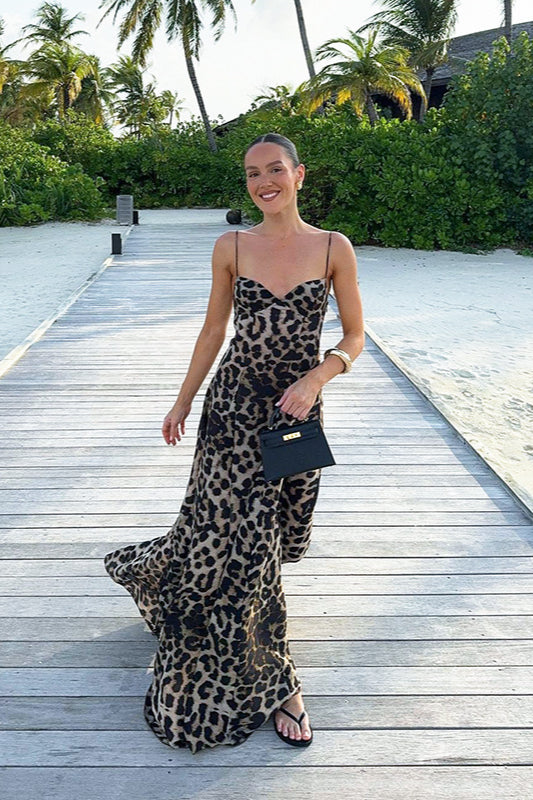 Robe nuisette sexy à imprimé léopard