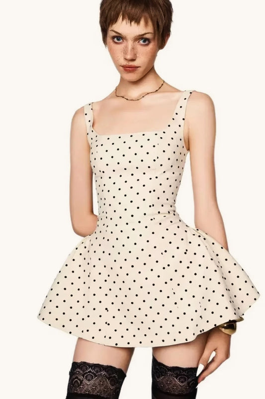 Polka Dot Square Neck Cami Mini Dress