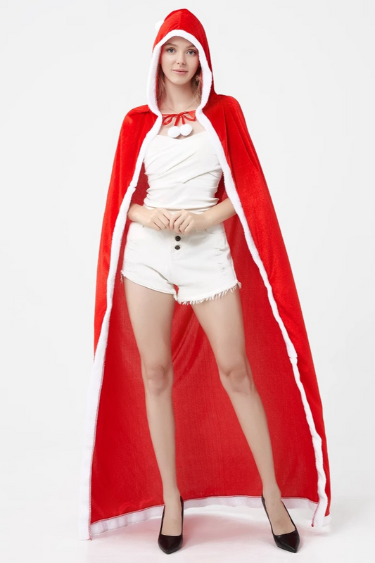 Red Hooded Cape Party Outerwear