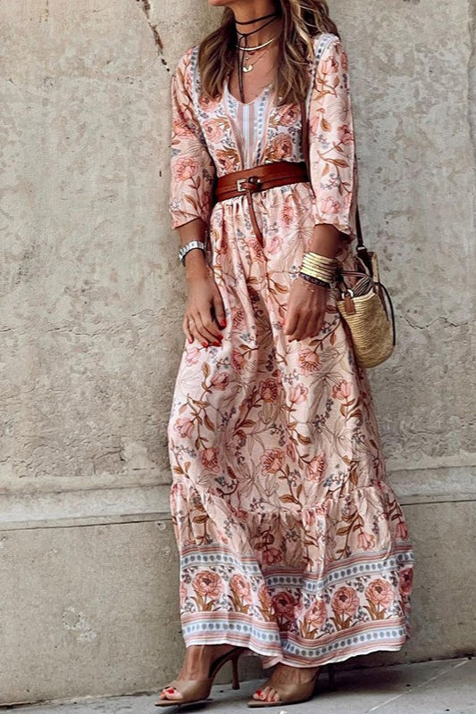 Robe longue à imprimé floral bohème