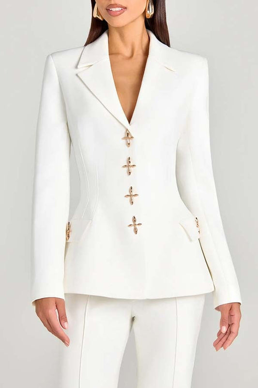 Metal Button Long Sleeve Blazer