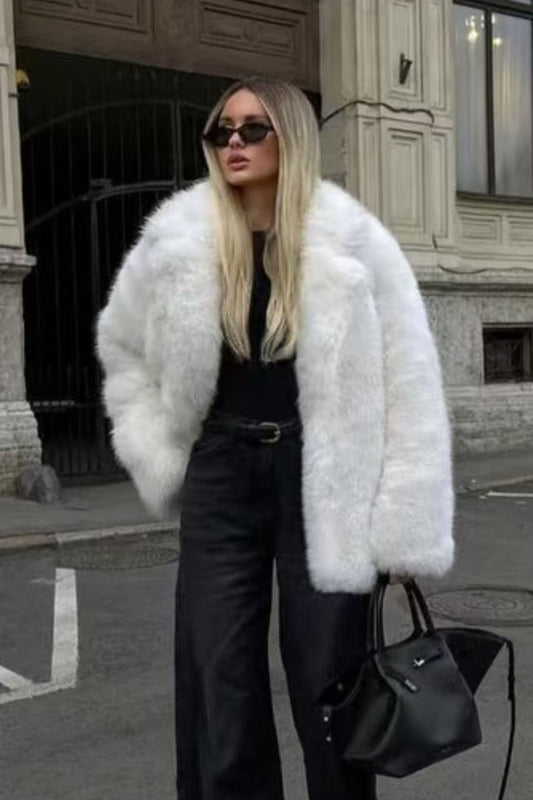 Solid Eco Faux Fur Coat White / S coats