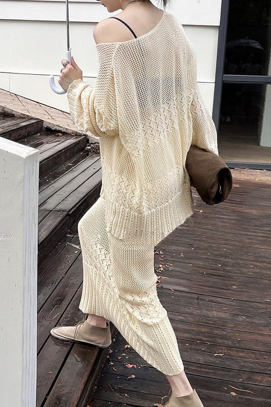 Chemisier en maille creuse brodée en coton