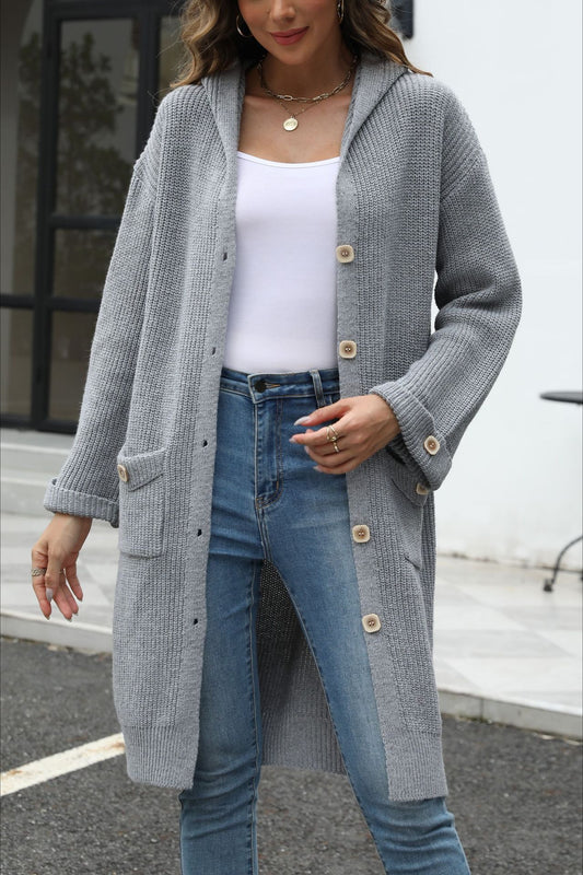 Cardigan en tricot de couleur unie à coupe ample et col en V